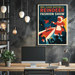 Reindeer Fashion Show: Retro Christmas Holiday Pop Culture Poster