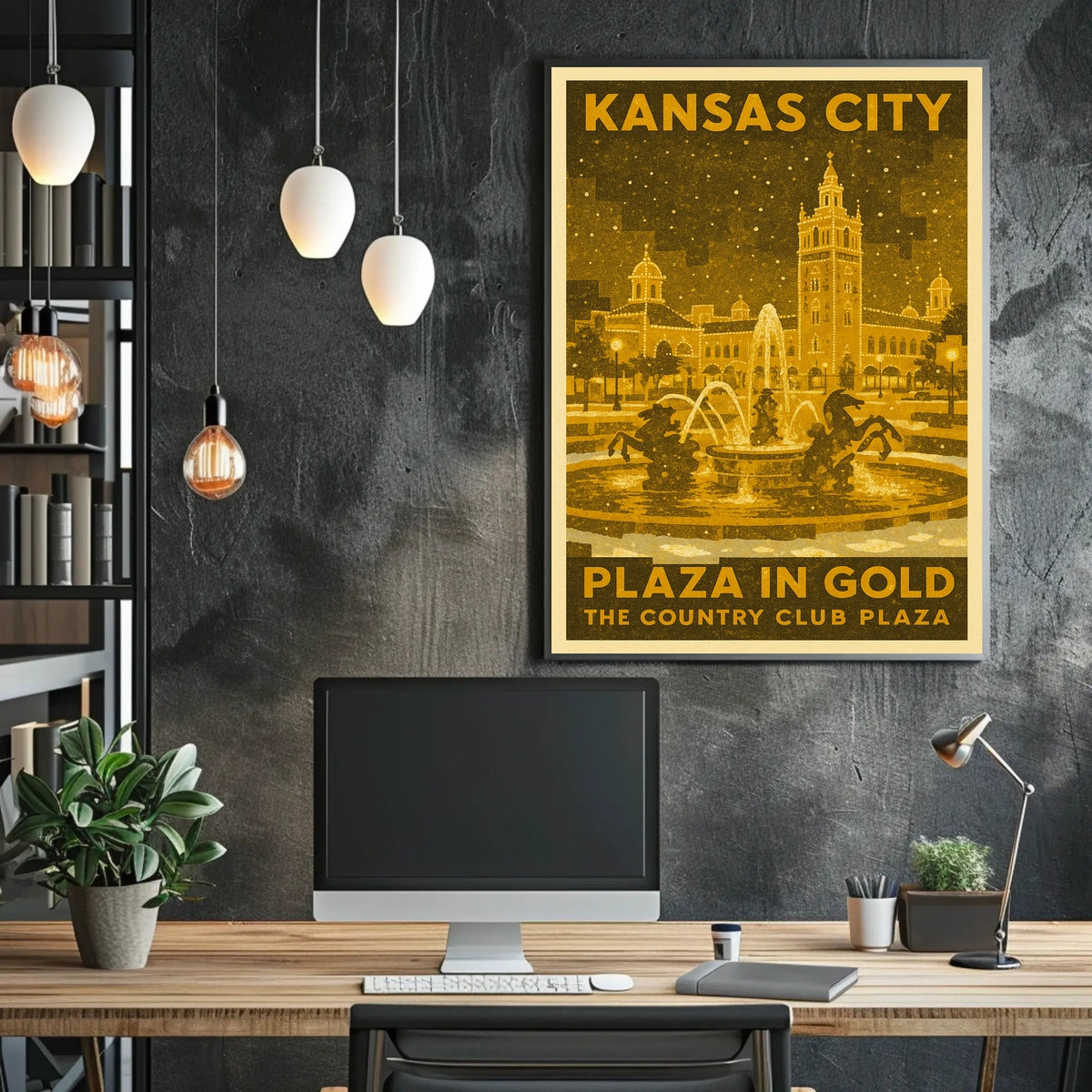 Kansas City Plaza in Gold Poster