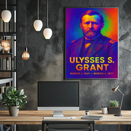 Ulysses S. Grant 18th President of the United States Neon Gradient Overlay Poster