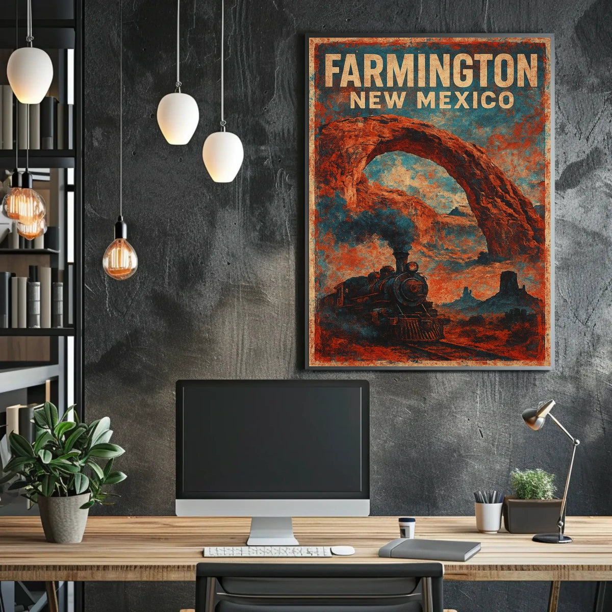 Farmington Vintage Travel Desert Wanderer New Mexico Poster