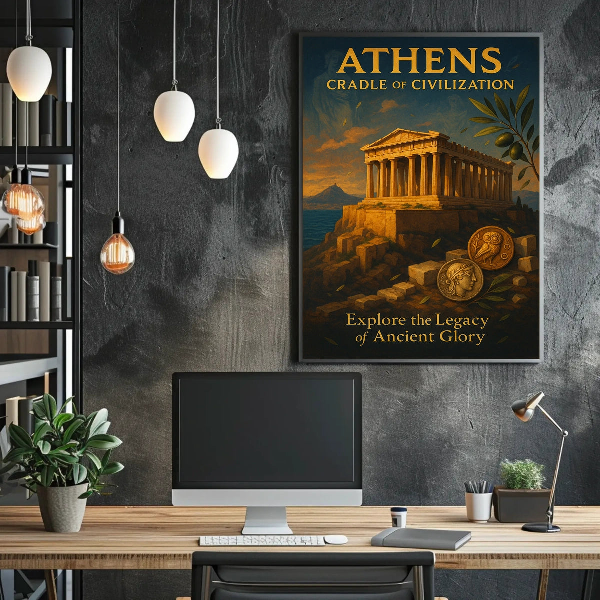 Athens Heritage Vintage Poster: Ancient Greek Inspiration