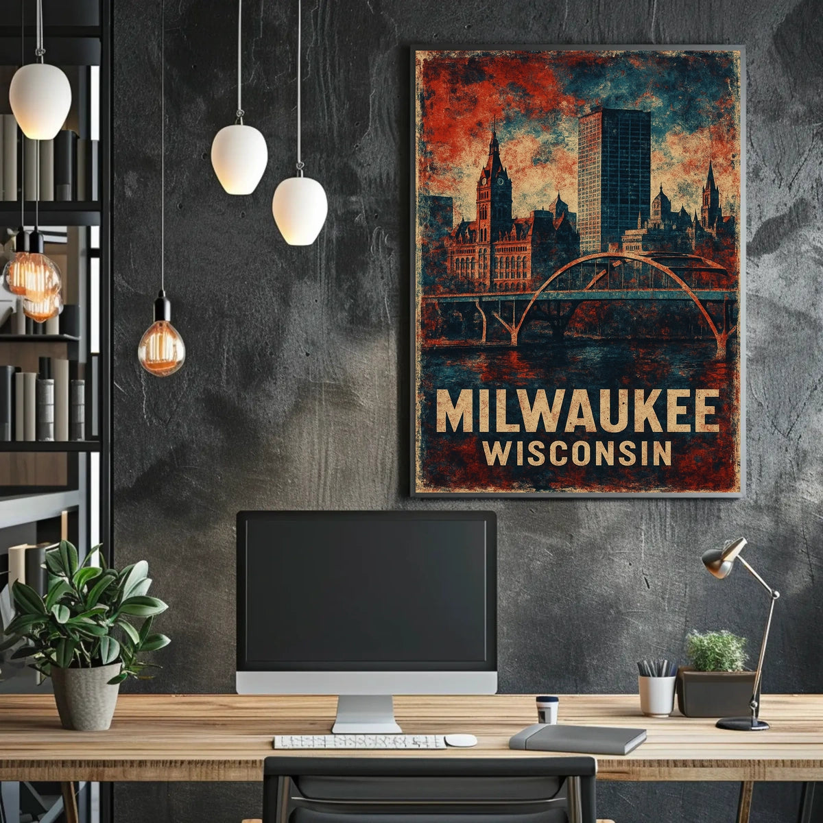 Milwaukee Vintage Architecture Skyline Collectors Poster