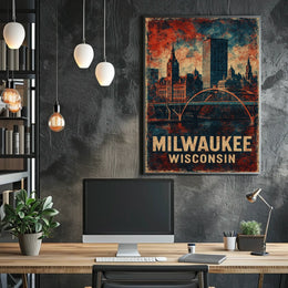 Milwaukee Vintage Architecture Skyline Collectors Poster