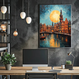 Moonlit Canals Poster