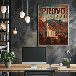 Provo Cityscape Retro Lithograph Collectors Poster