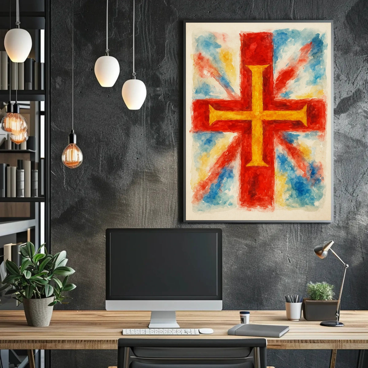 Vibrant Cross And Flag Poster