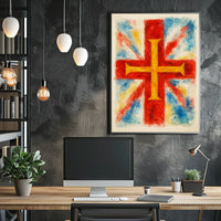 Vibrant Cross And Flag Poster