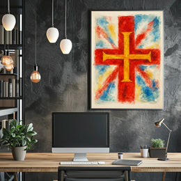 Vibrant Cross And Flag Poster