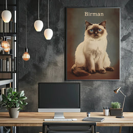 Birman Cat Portrait In Realistic Photography Style Poster