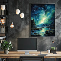 Aurora Borealis Northern Lights Landscape Artistic Poster