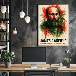 James Garfield Abstract Watercolor Portrait Historical Poster