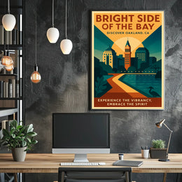 Oakland Cityscape Modern Vintage Travel Poster Art