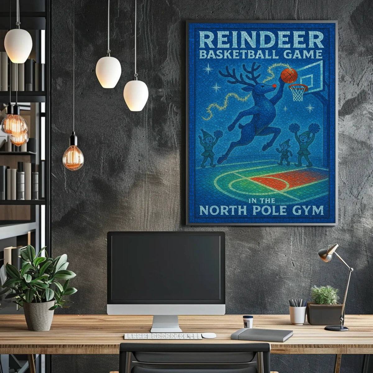Reindeer Basketball Game Poster