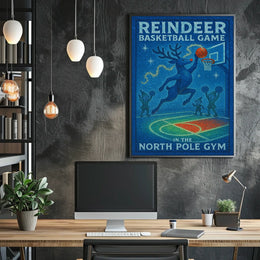 Reindeer Basketball Game Poster