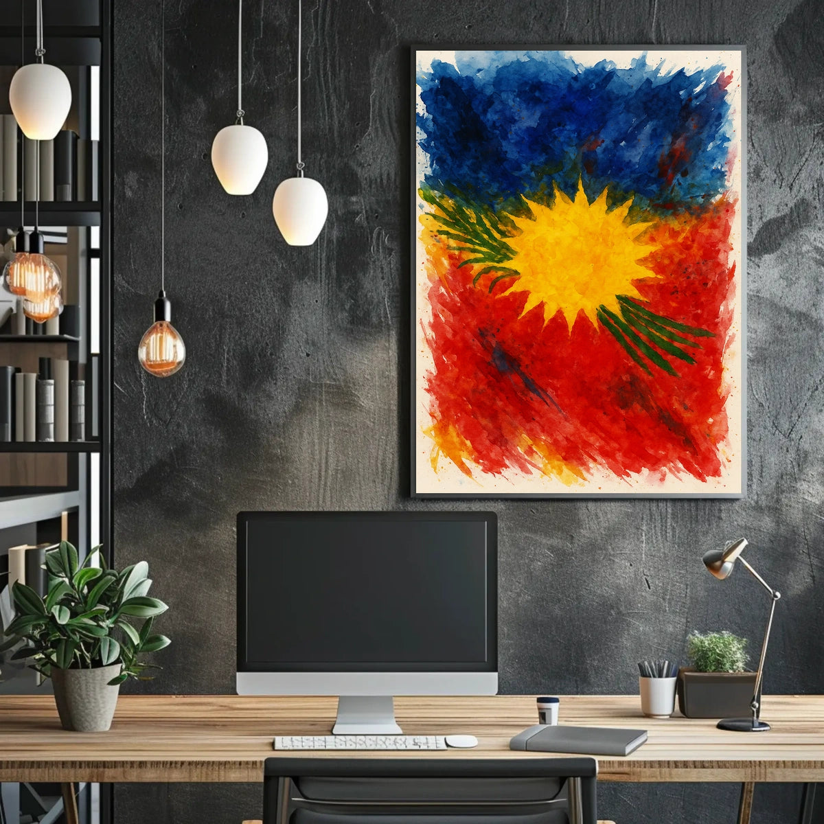 Vibrant Abstract Sunburst Abstract Poster