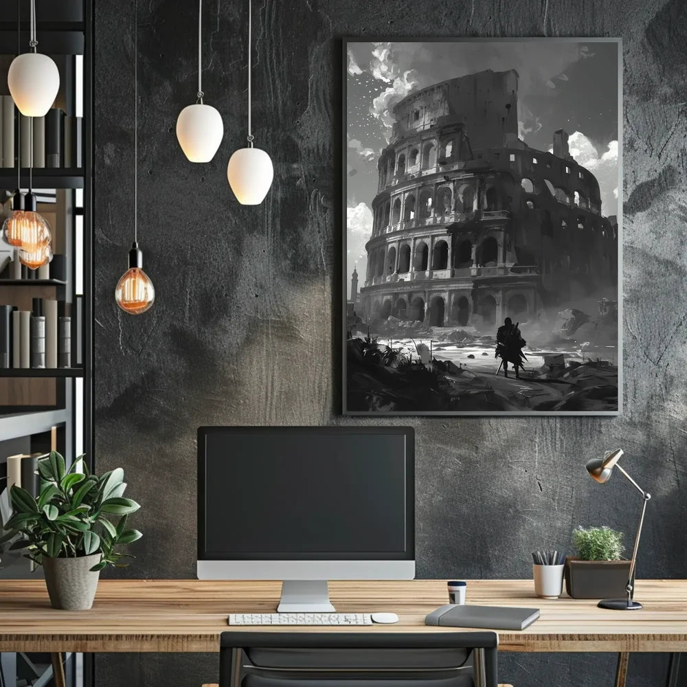 Roman Colosseum Post-Apocalyptic Warrior Art Poster