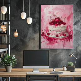 Cherry Celebration: Artistic Dessert Delight Poster PosterGoat