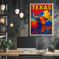Texas Longhorn Landscape Poster