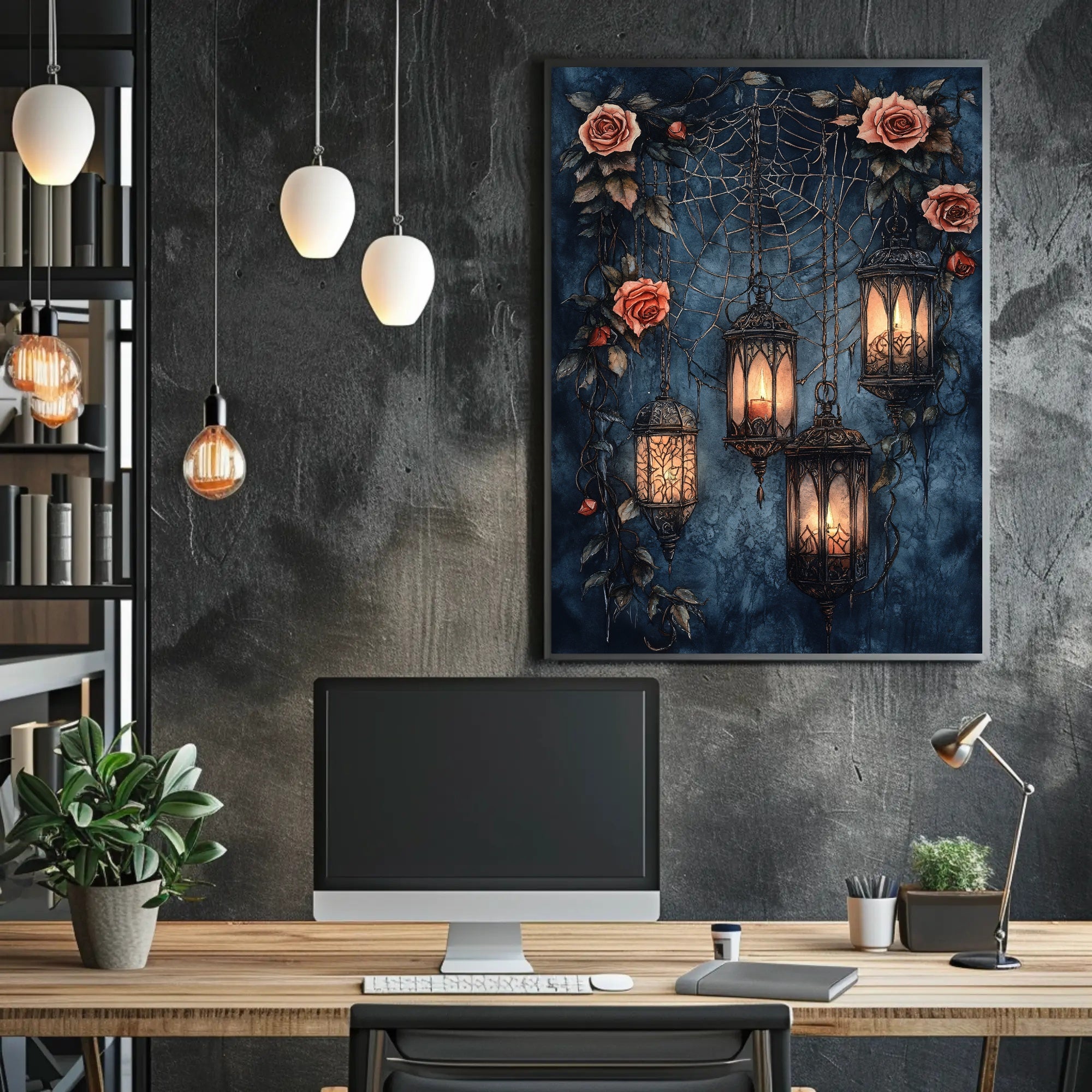 Enchanted Lanterns And Roses Poster