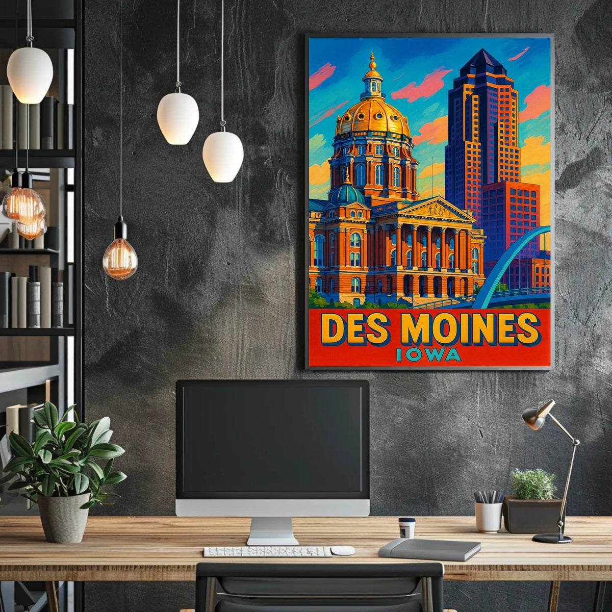 Des Moines, Iowa Vibrant Cityscape Poster