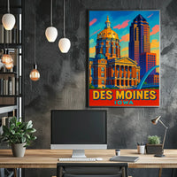 Des Moines, Iowa Vibrant Cityscape Poster