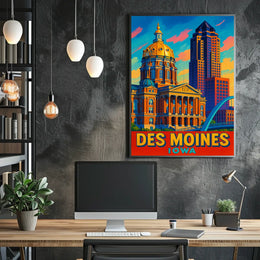 Des Moines, Iowa Vibrant Cityscape Poster
