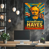 Rutherford B. Hayes 19th President of the United States Colorful Comic Book Style Poster
