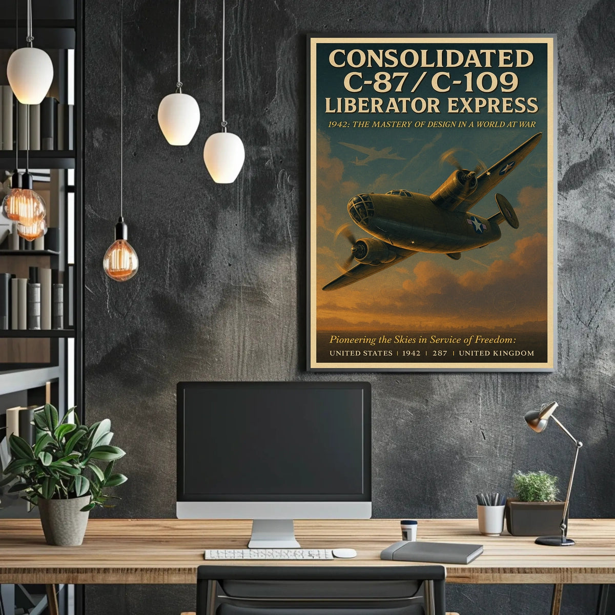 Vintage WWII Liberator Express Aviation Art Poster