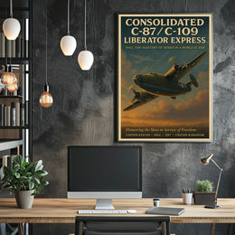 Vintage WWII Liberator Express Aviation Art Poster