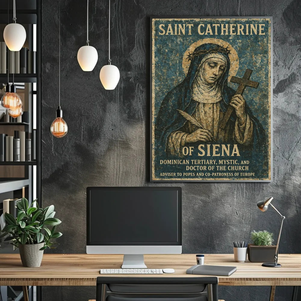 Saint Catherine of Siena Heritage Religious Art Poster