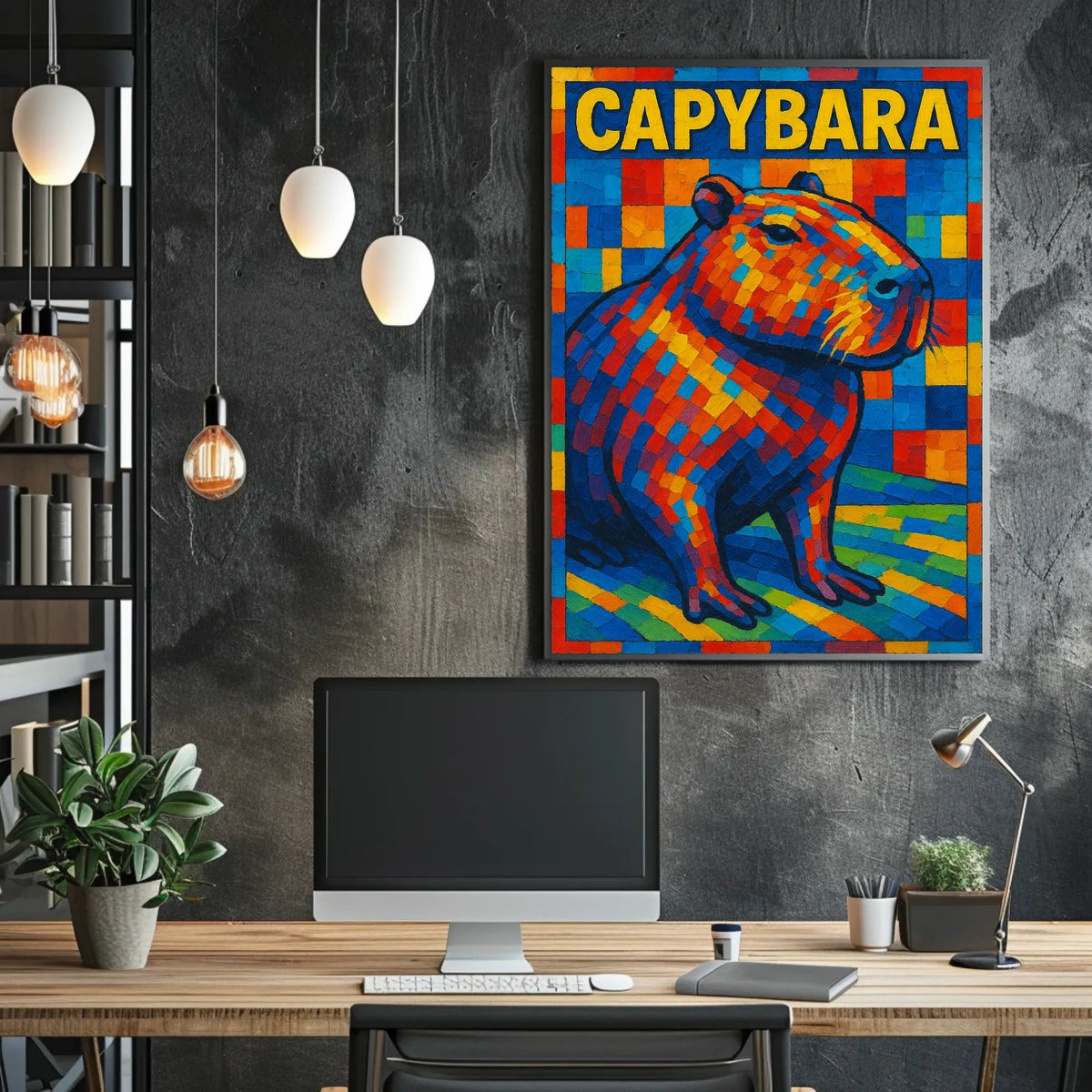 Capybara Mosaic Art Poster