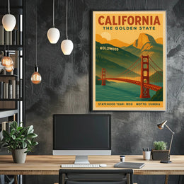 California Golden State Vintage Travel Poster