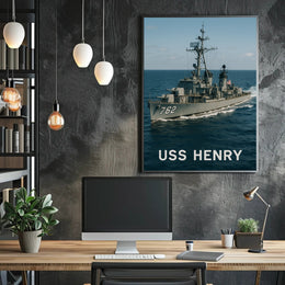 USS Henry Naval Ship Poster Vintage Maritime Wall Art