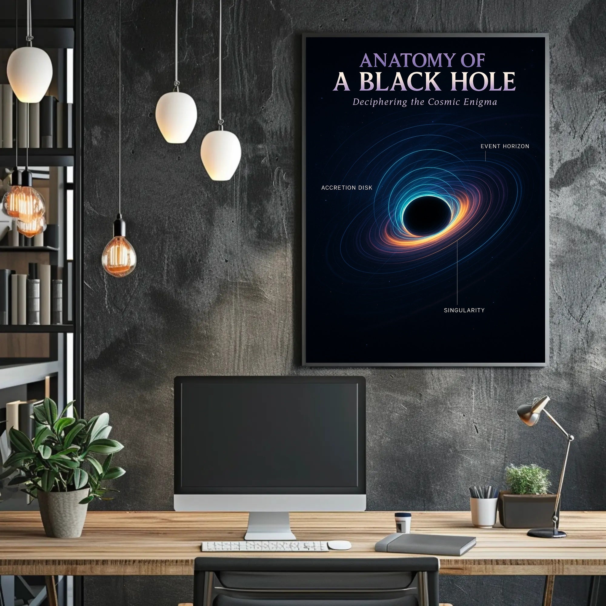 Black Hole Anatomy Modern Illustrative Space or Astronomy Poster