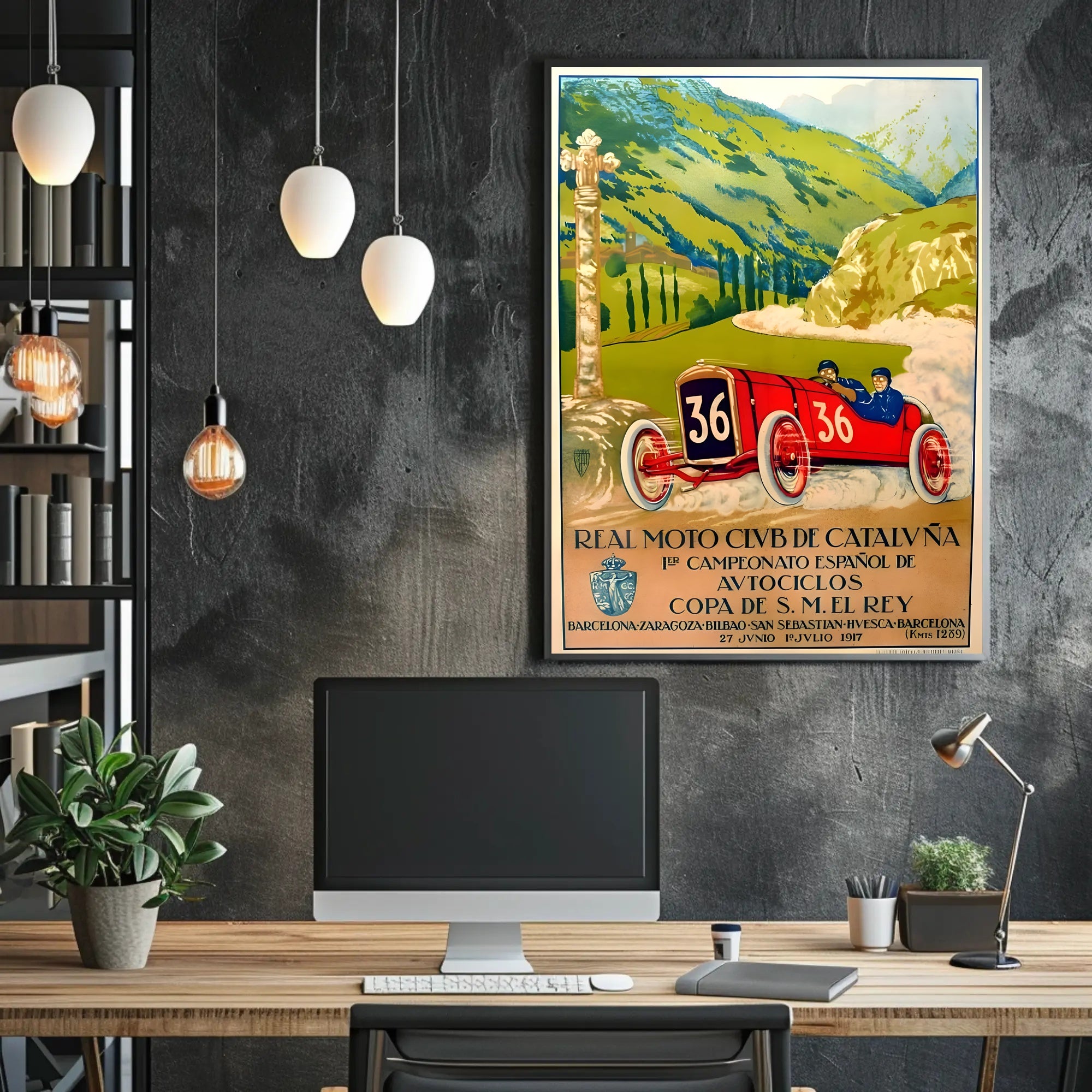 Vintage Spanish Auto Cycling Championship Art Print Decor