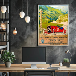 Vintage Spanish Auto Cycling Championship Art Print Decor