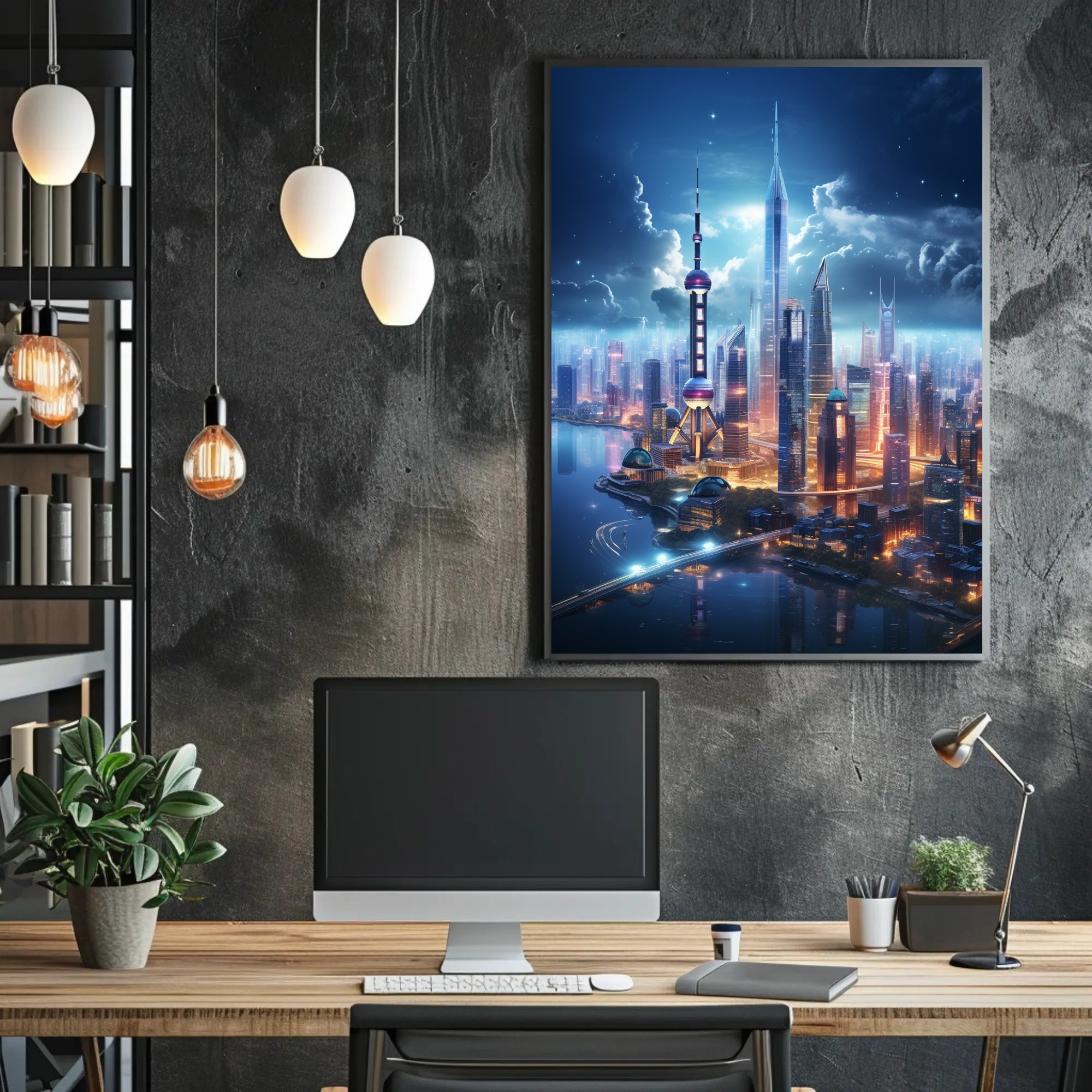 Futuristic Skyline At Twilight Poster