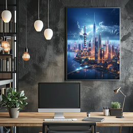 Futuristic Skyline At Twilight Poster