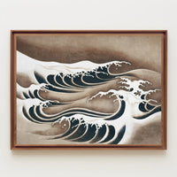 Japanese Ocean Waves Vintage Art Poster - Abstract or Artistic Poster