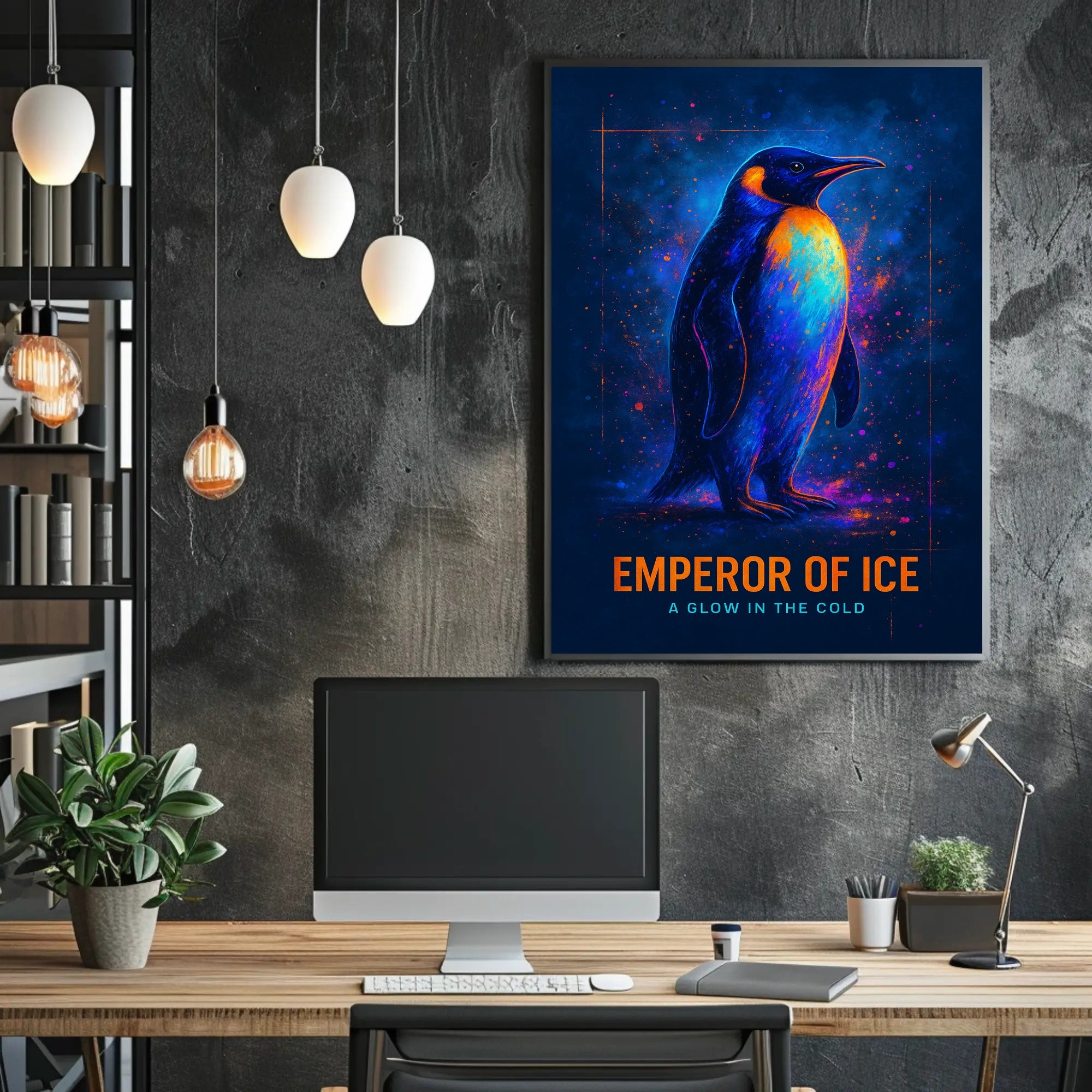 Emperor Penguin Glowing Poster Wall Art Print