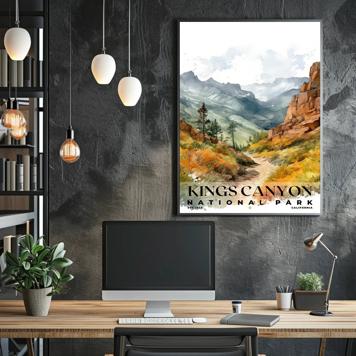 Kings Canyon Watercolor Wall Art Poster