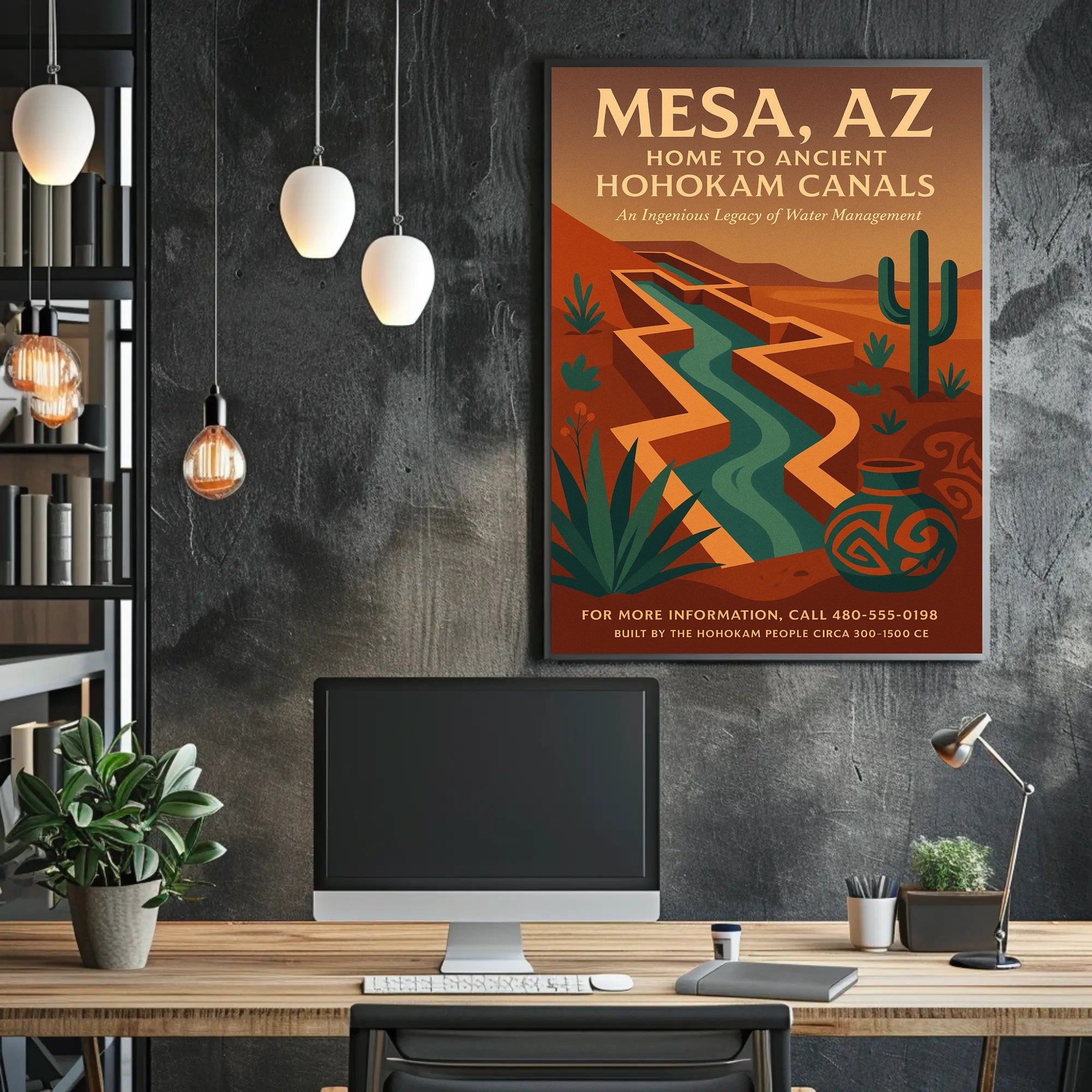 Ancient Hohokam Canals in Mesa Cultural Heritage Poster