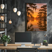 Tranquil Cypress Sunset Poster