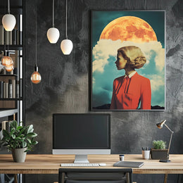 Lunar Portrait Poster Surreal Moon Wall Art Print