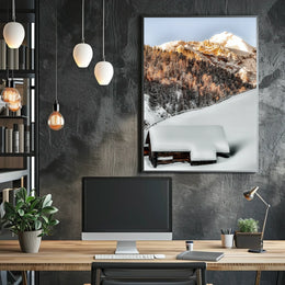 Winter Serenity Cabin in Snowy Alps National Park Poster