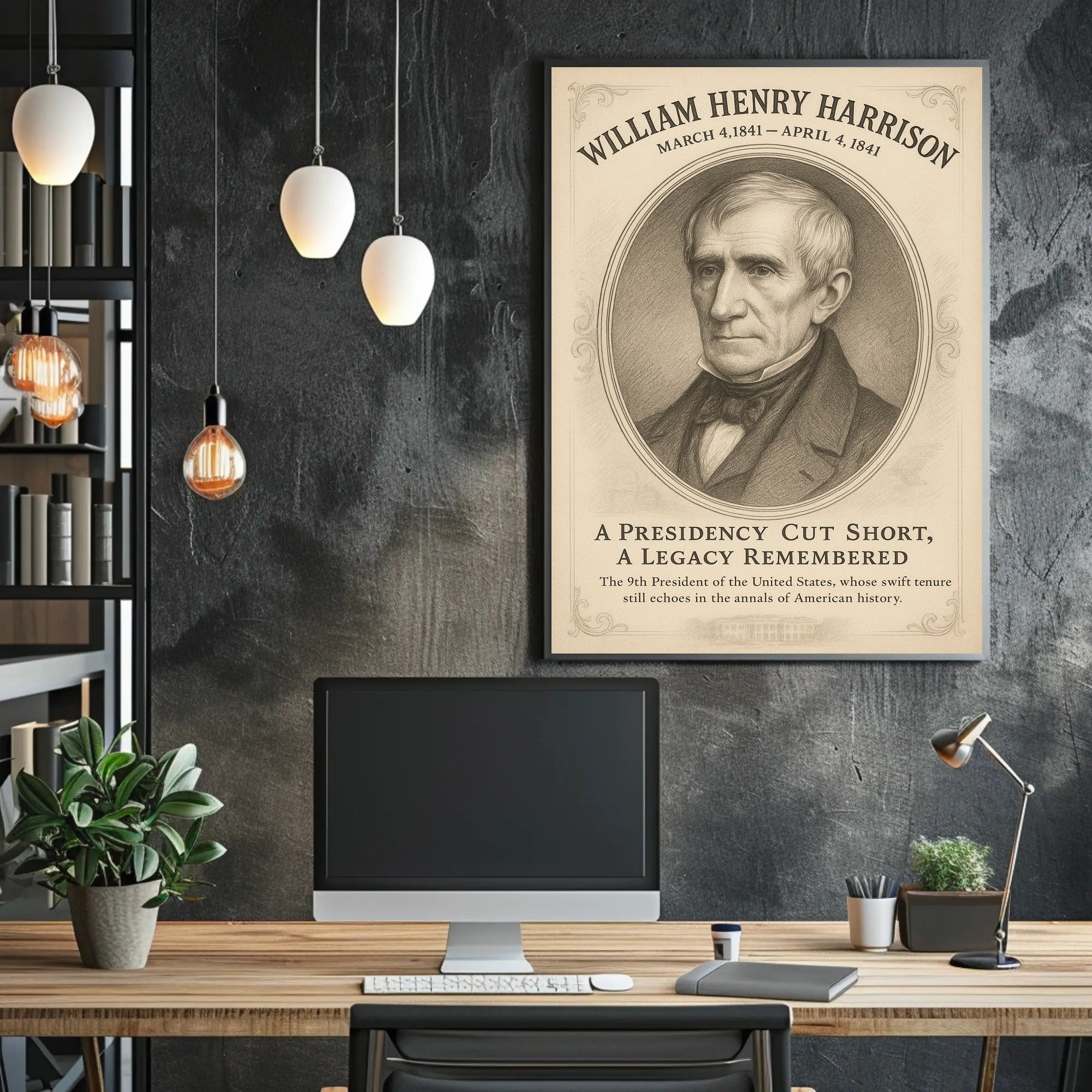 William Henry Harrison 9th President Sketch Poster Art Print PosterGoat