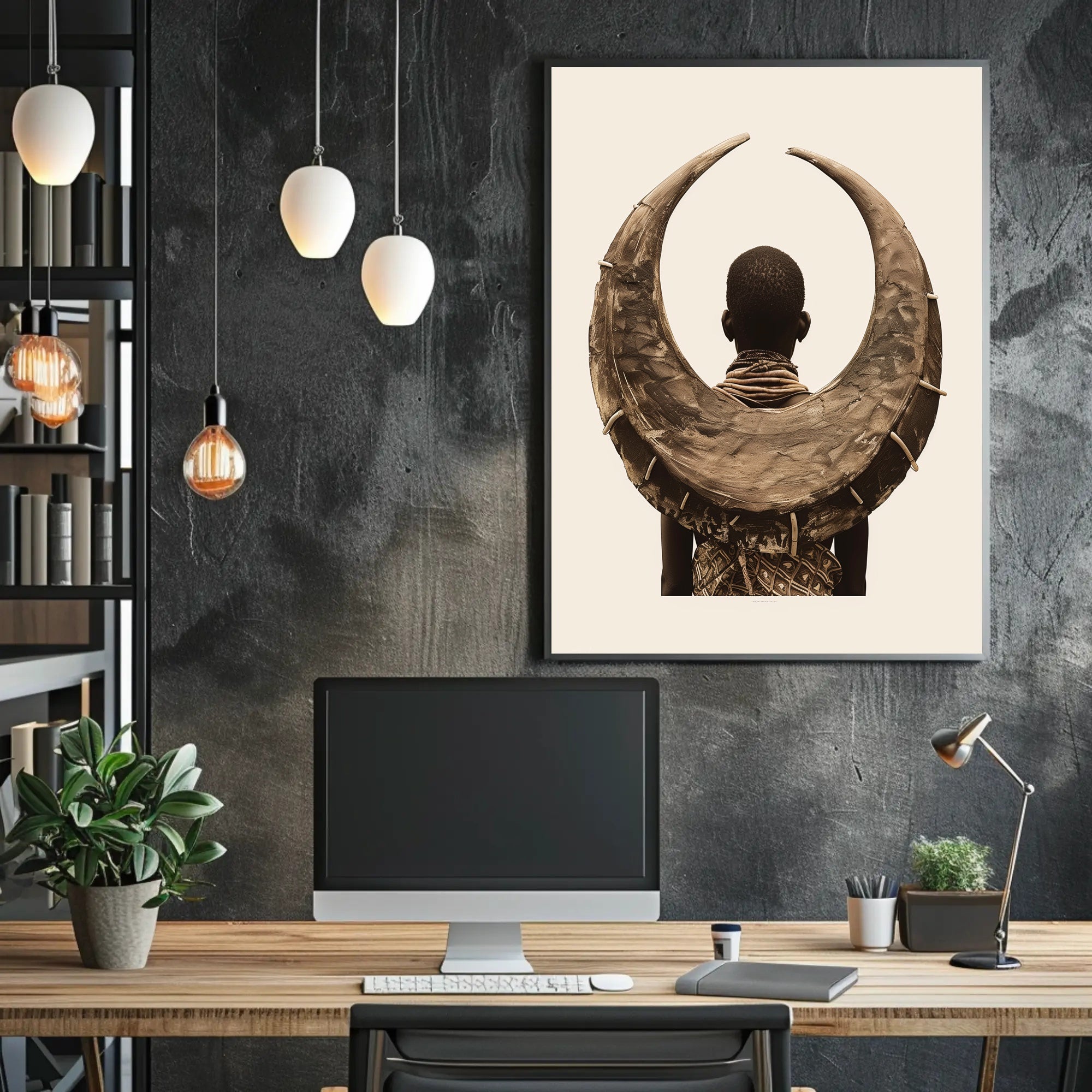 Cultural Embrace Poster Vintage Sepia Wall Art