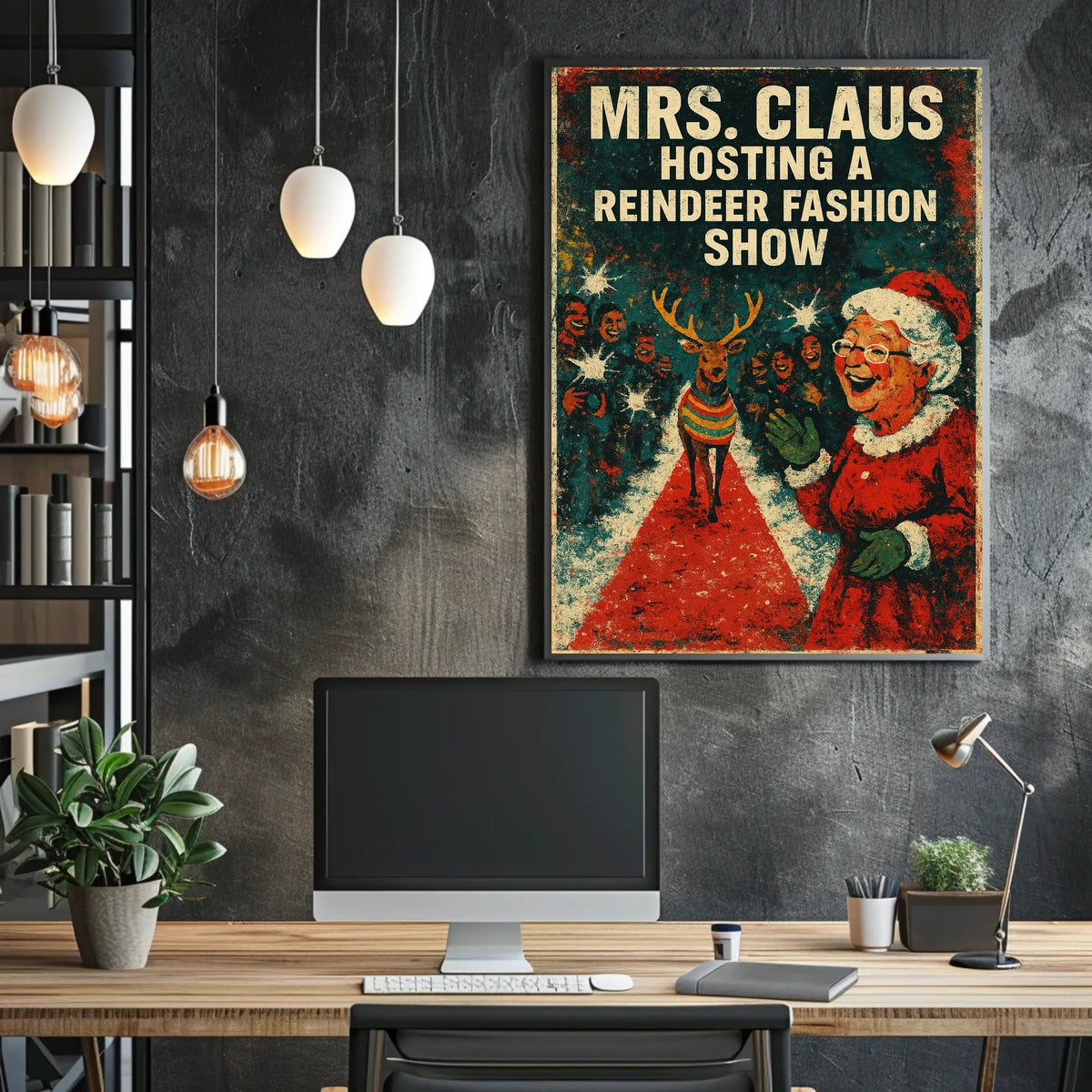 Mrs. Claus Holiday Fashion Show Vintage Artistic Poster