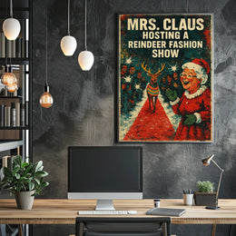Mrs. Claus Holiday Fashion Show Vintage Artistic Poster