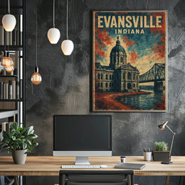 Evansville, Indiana Architectural Poster